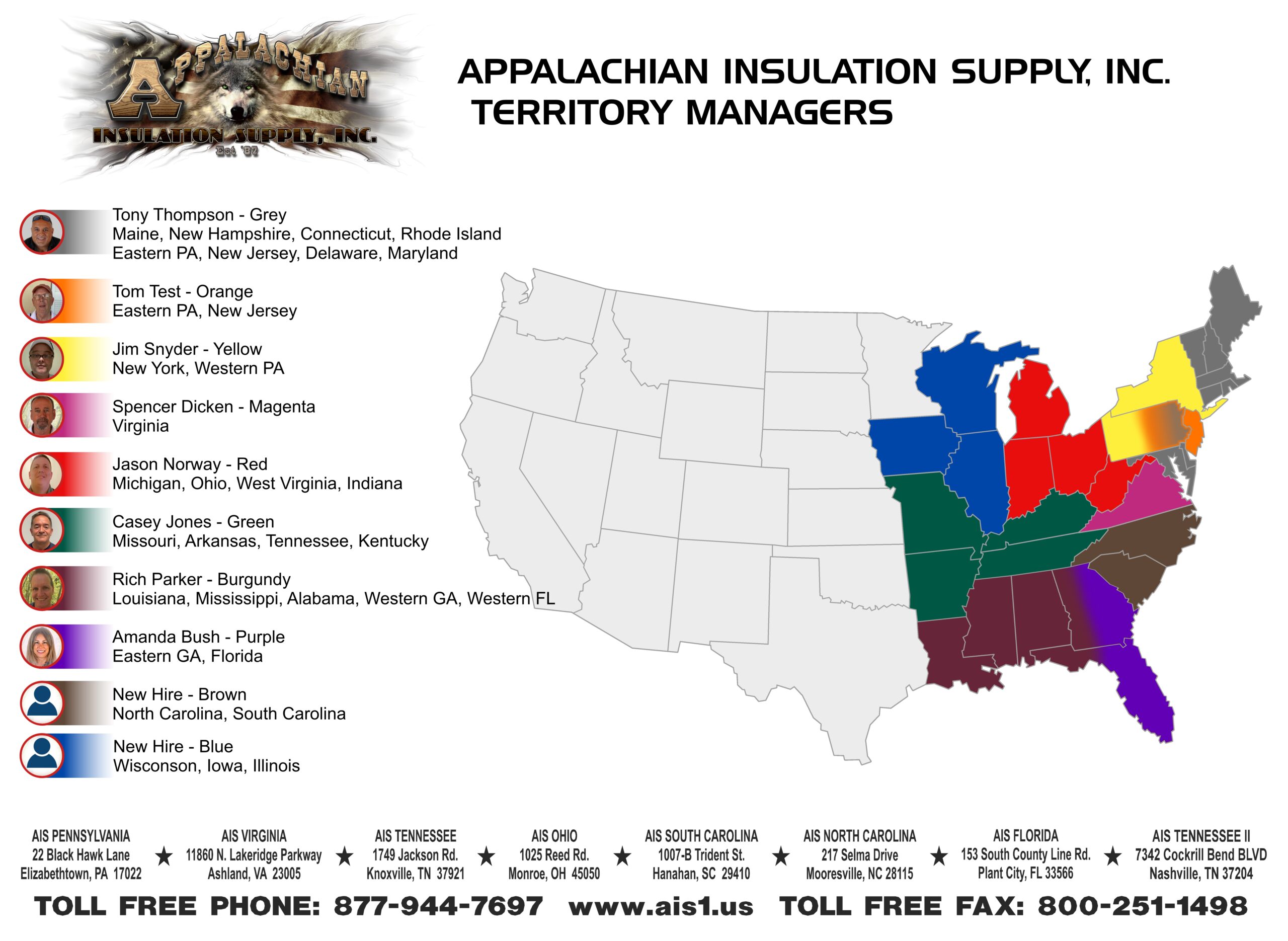 Appalachian Insulation Salesman Territory Map