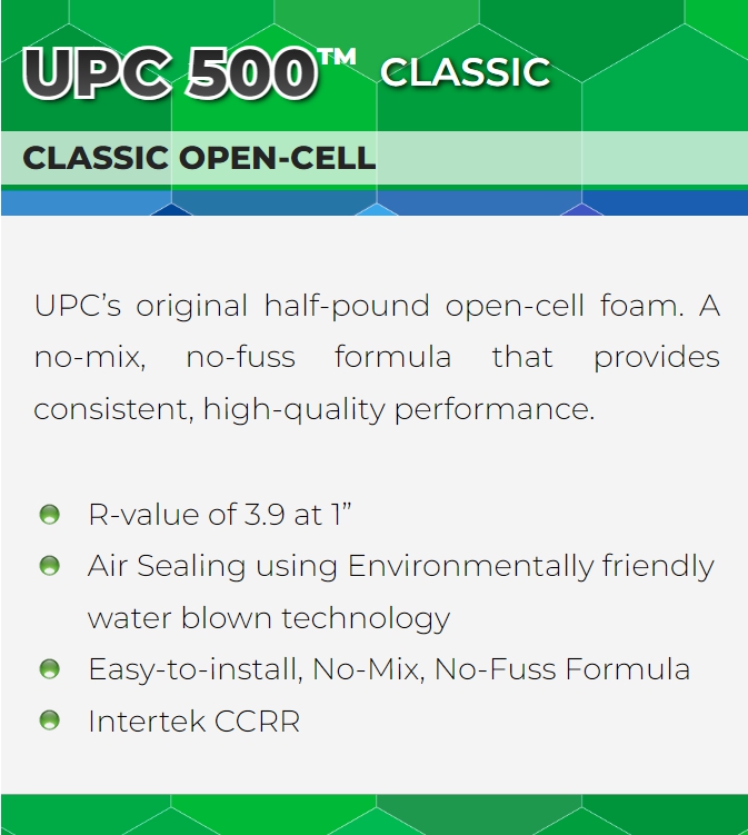 UPC classic open-cell spray foam for sale at appalachian insulation supply inc